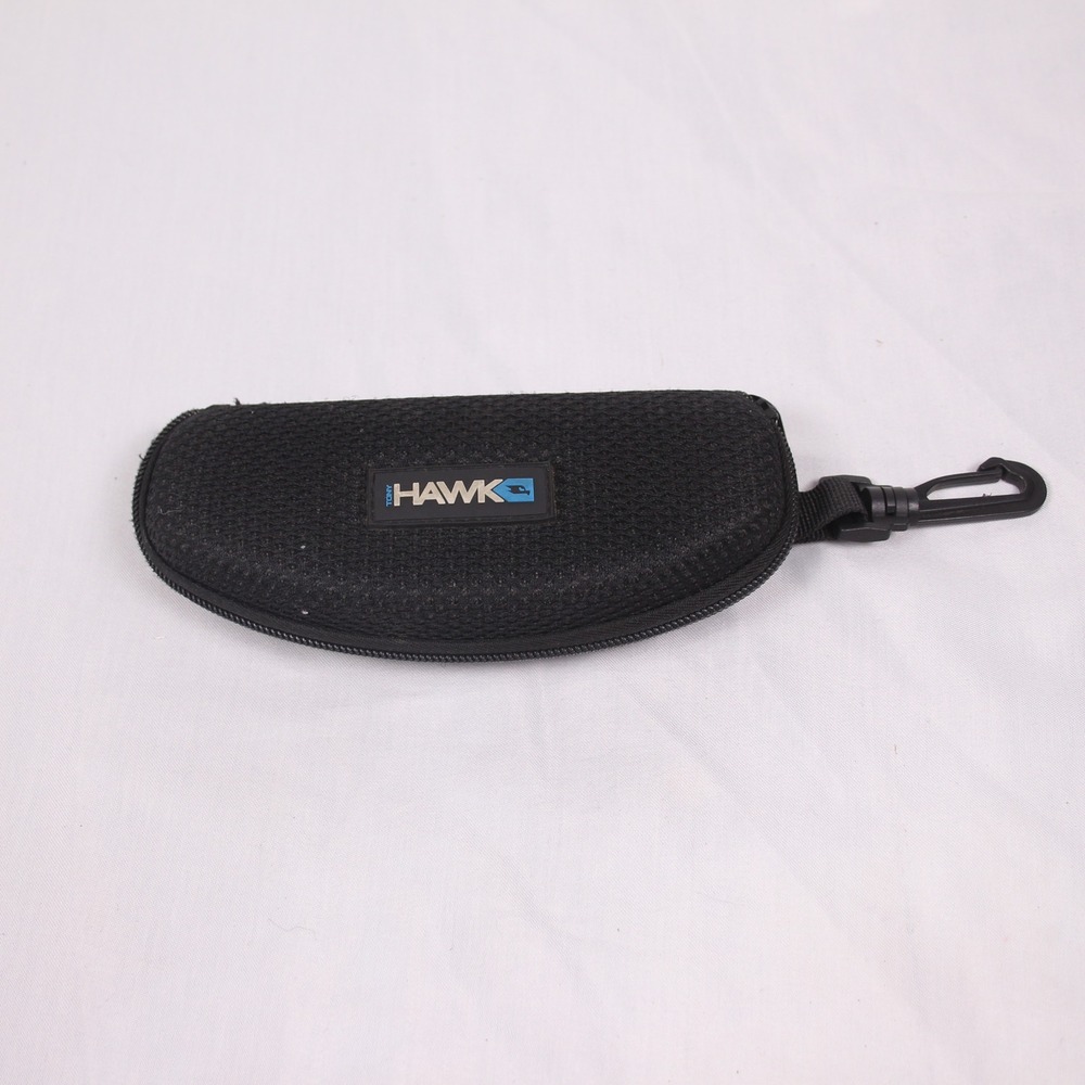 Hawk Hard Shell Zippered Eyeglass Case Black‎ With Clip